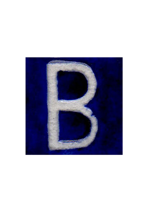 White B alphabet blue tile (2x2)