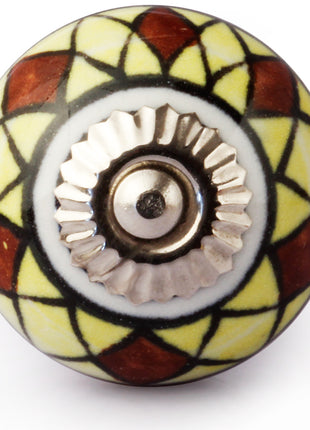 Lime Yellow And Brown Ceramic Drawer Cabinet Knob