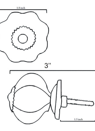 Decorative Round Shape Intricate Blue Floral Pattern On White Base Kitchen Cabinet Dresser Drawer Knob