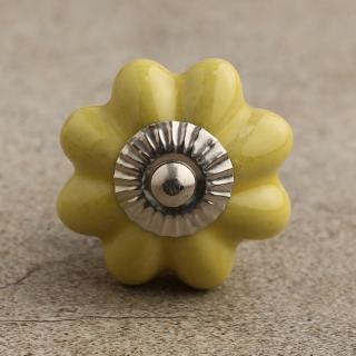 BPCK-044 Yellow Flower Cabinet Knob-Silver