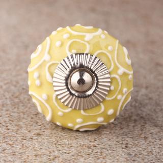 BPCK-124 White design with Yellow ceramic knob-Silver