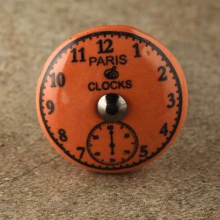 BPCK-173 Black Clock with Orange Ceramic knob-Antique Silver