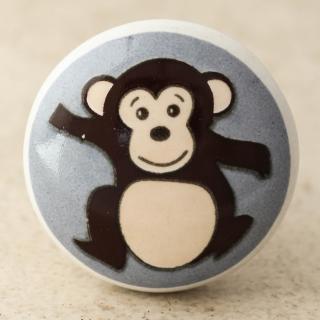 NKPS-027 black Monkey and Turquoise base with White Ceramic knob