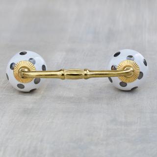 Silver Polka-Dots on a White Ceramic Pull