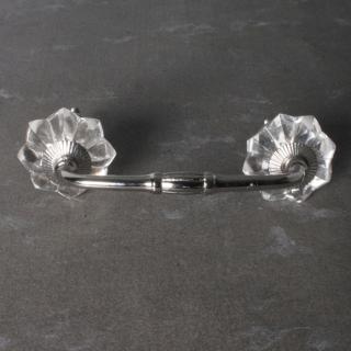 Crystal  Glass Flower Cabinet Knob Pull-Silver