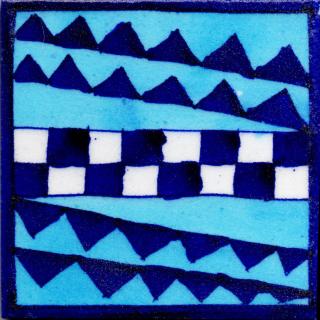 Blue and White Pattren Design On Blue Base Tile 