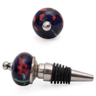 Red and Green leaf with Blue base wine bottle stoppers.