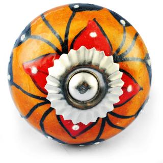 Black and Red Flower and white Embossed dots with Orange colour Knob
