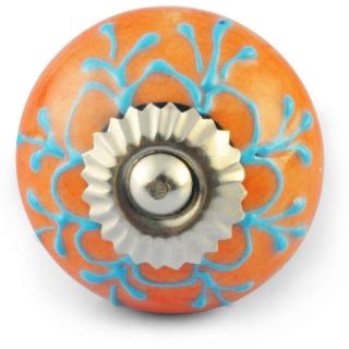 Turquoise design with Brown Colour Ceramic Knob