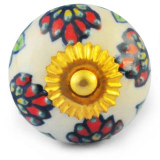 Four Flower White Ceramic knob