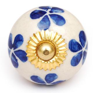 KPS-4584 Blue Flowers Ceramic Knob