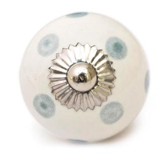 KPS-4685 - Turquoise polka-dots with White base knob